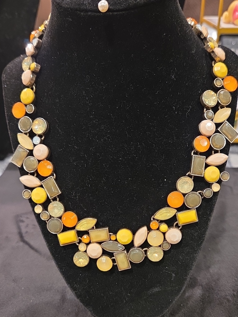 LOFT Multicolor Bib Necklace in Yellow, Orange & Cream